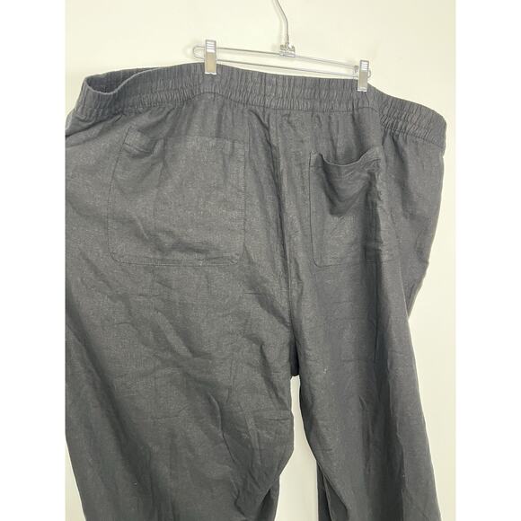 Old Navy High Rise Linen Blend Wide Leg Pants Plus Sz 4X Pull On Black Lagenlook - Picture 10 of 13